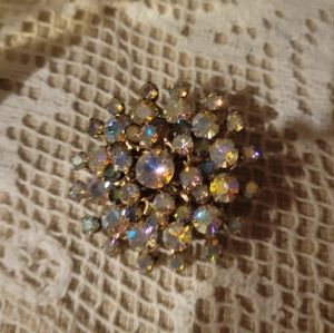Vintage Rhinestone Round Brooch